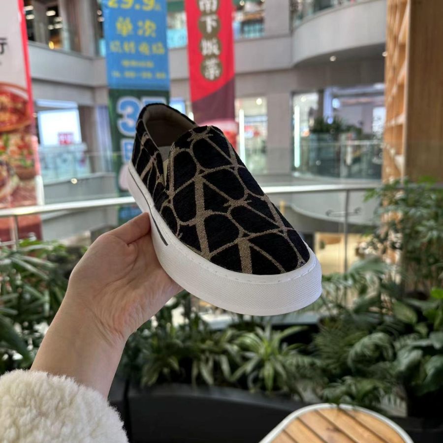 Luxury Style Black Monogram Slip-On Sneakers