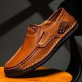 Men’s Brown Hand-Stitched Leather Slip-On Loafers