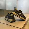 Men's Black & Khaki Quilted Leather Chunky Sneakers