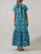 Emerald Isle High-Neck Tie-Back Maxi Dress