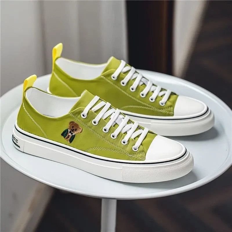 Casual Bear Embroidered Canvas Sneakers