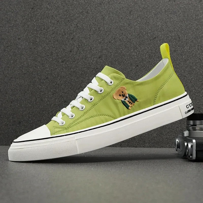 Casual Bear Embroidered Canvas Sneakers
