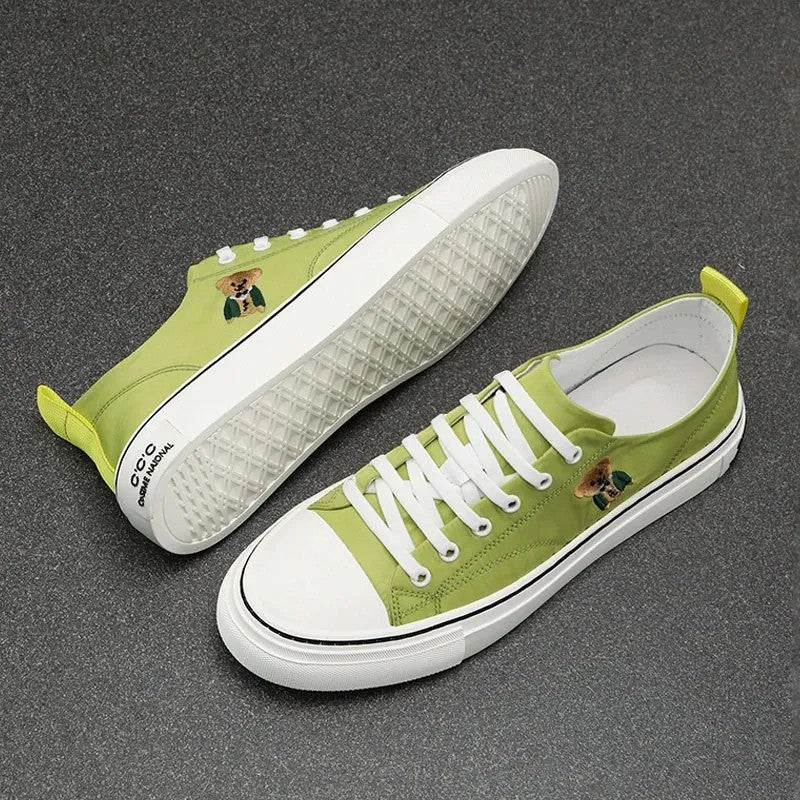 Casual Bear Embroidered Canvas Sneakers