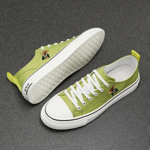 Casual Bear Embroidered Canvas Sneakers