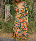 Vintage Floral V-Neck Empire Waist Maxi Dress