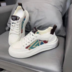 Breathable White Tribal Print Sneakers for Men | Casual & Versatile