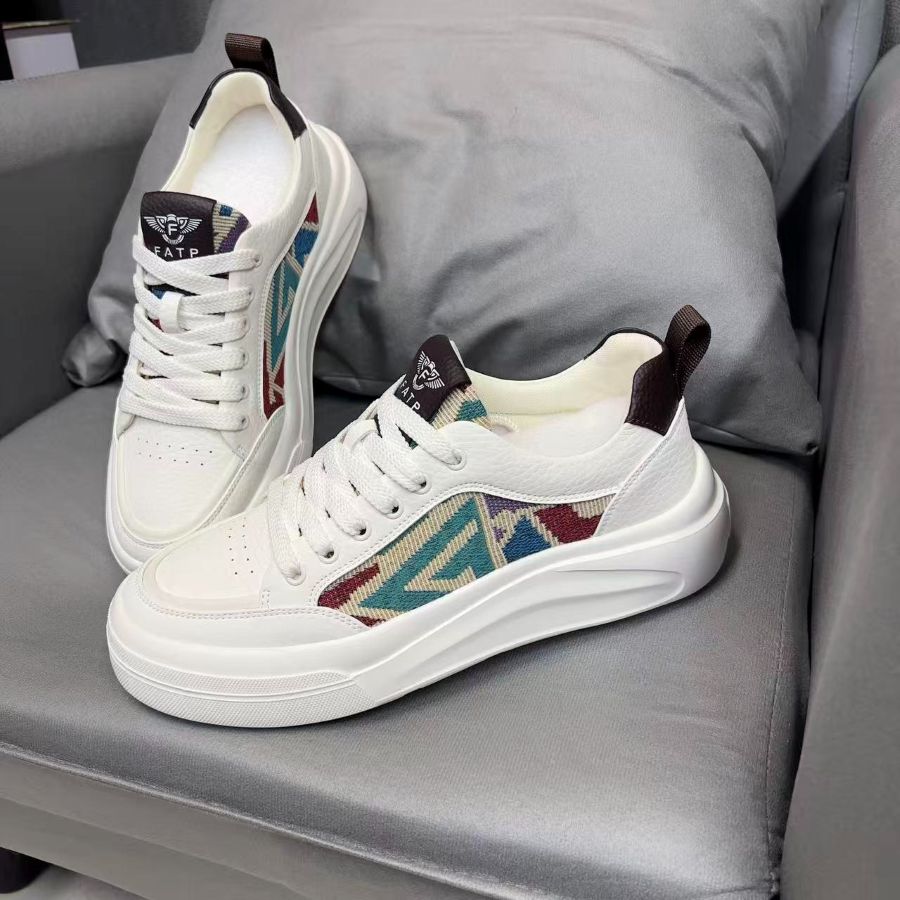 Breathable White Tribal Print Sneakers for Men | Casual & Versatile