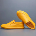Men's Bright Yellow Leather Slip-On Casual Shoes