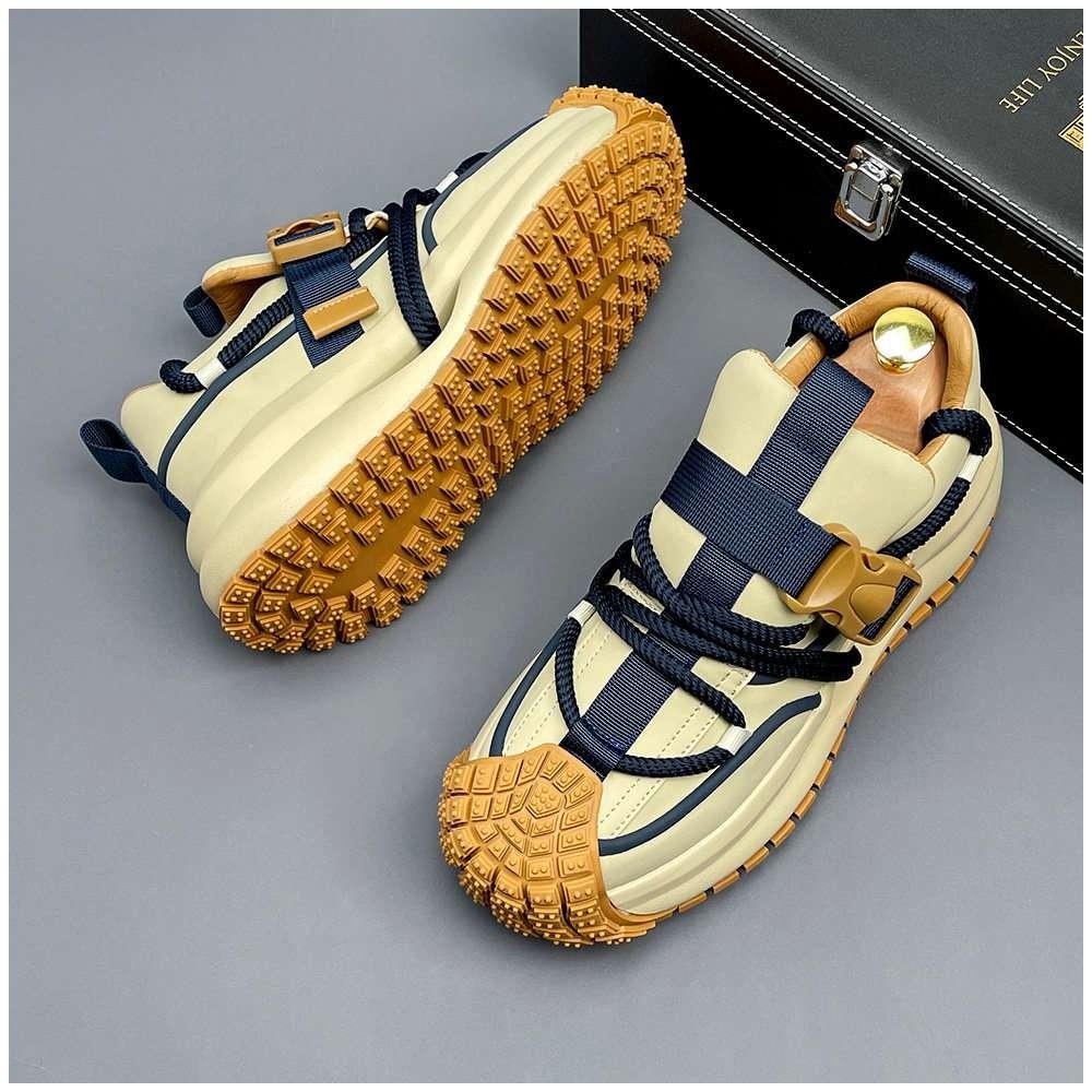 Men's Beige Navy Chunky Casual Sneakers